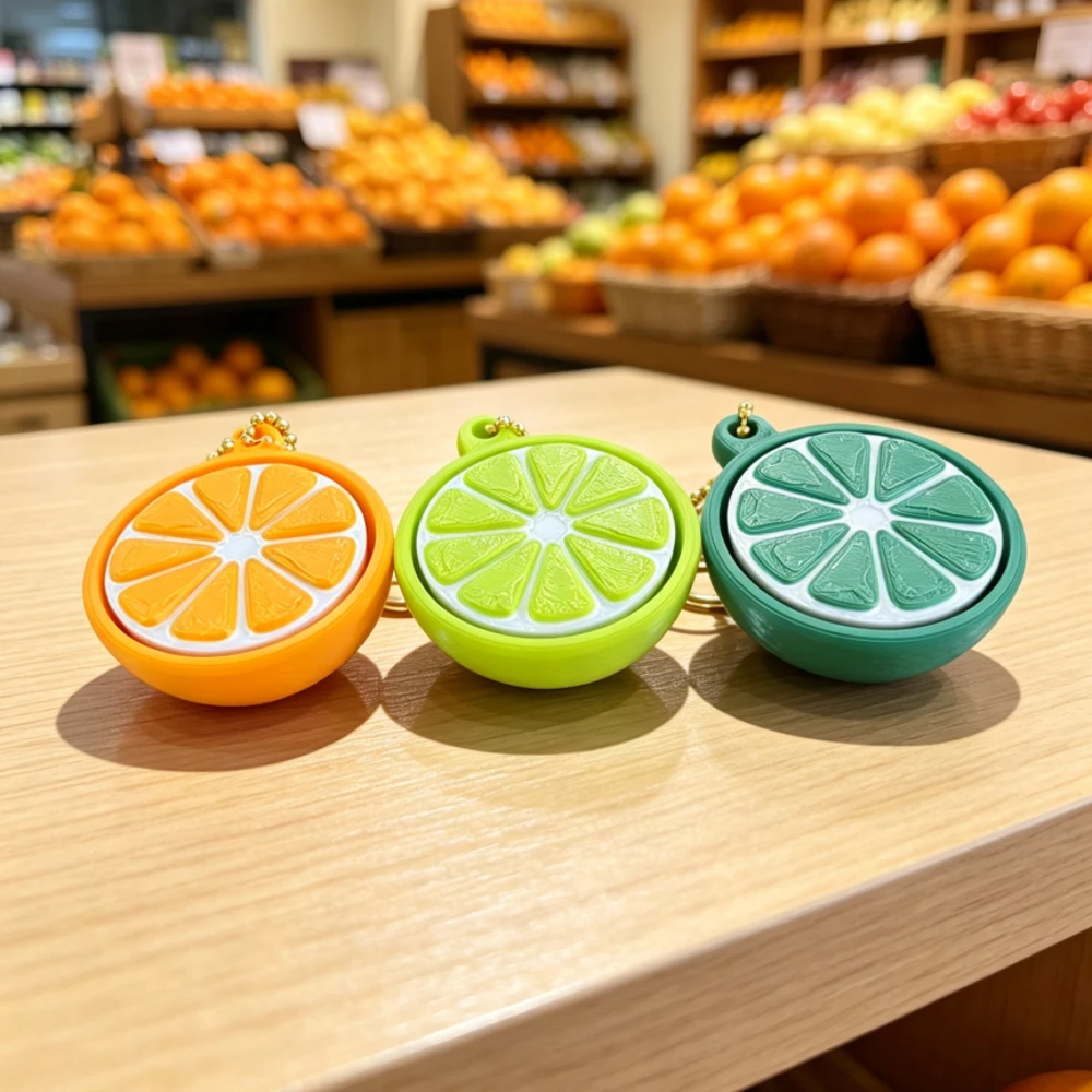 3D Printed Simulated Fruit Keyboard Keychain - Lemon Peach Fidget Toy with Crisp Click Sound Stress Relief Keyring Perfect Chris