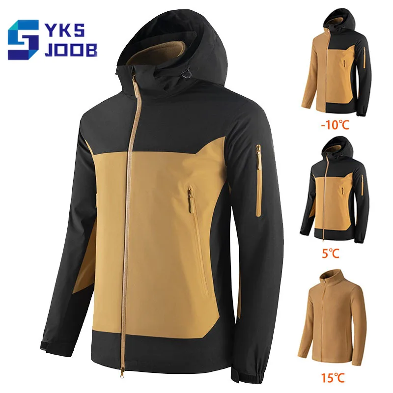 

3 in 1 Detachable Hiking Jackets Male Winter Windproof Waterproof Thermal Coat Wear-resisting Camping Climbing Treking Tops Male