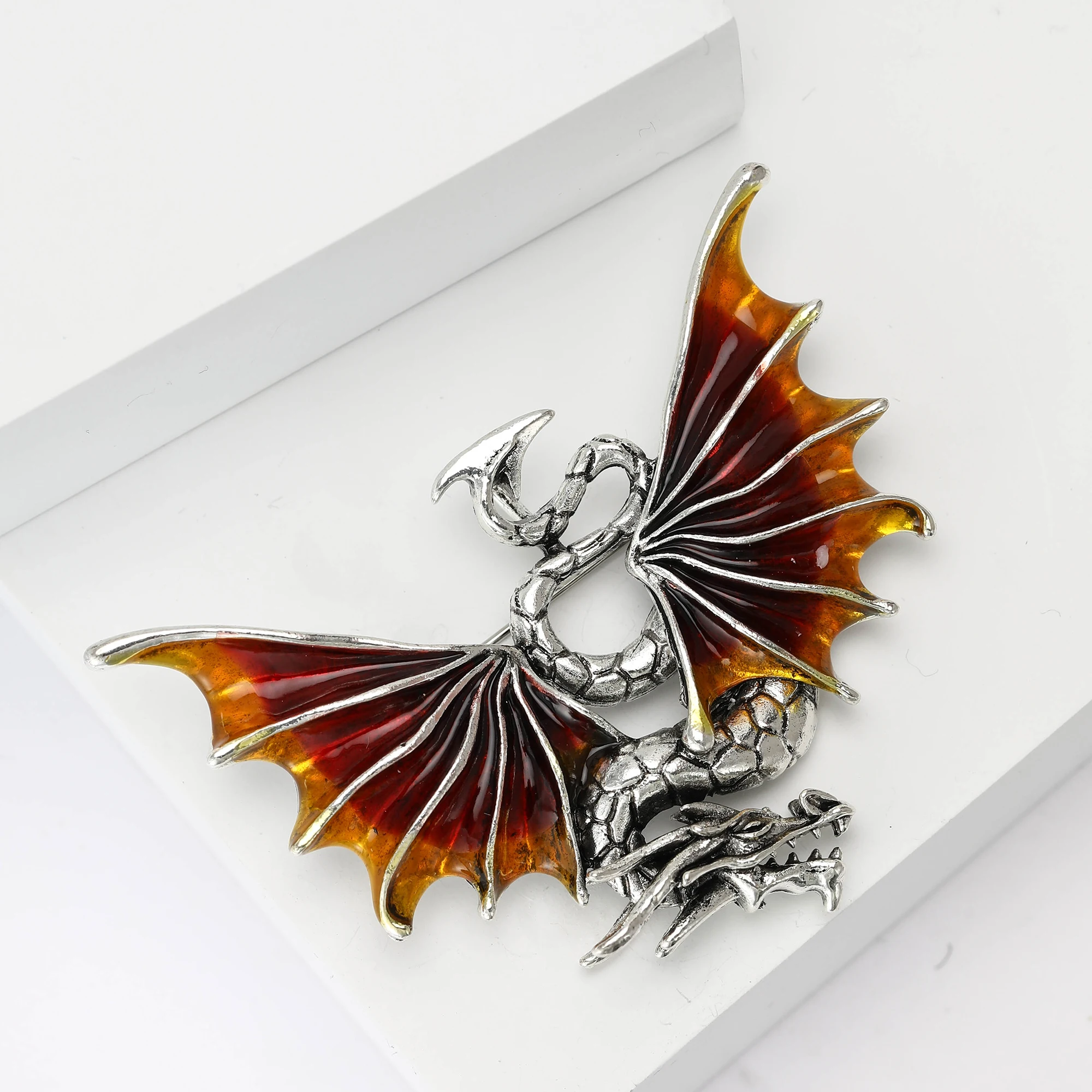 Enamel Flying Dragon Brooches for Women Unisex Animal Pins 2-color Available Casual Party Accessories Gifts