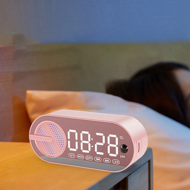 New Digital Alarm Clock Bluetooth Speaker, Portable Speaker And FM Radio, Small Table Clock With Alarms For Heavy Sleepers