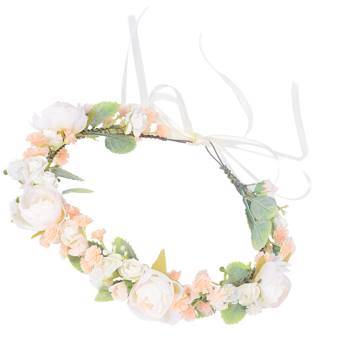 

Wedding Wreath Bridal Headdress Silk Iron Durable Beautiful Ribbon Adjustable Adult Young Girl Sizes Flower Crown
