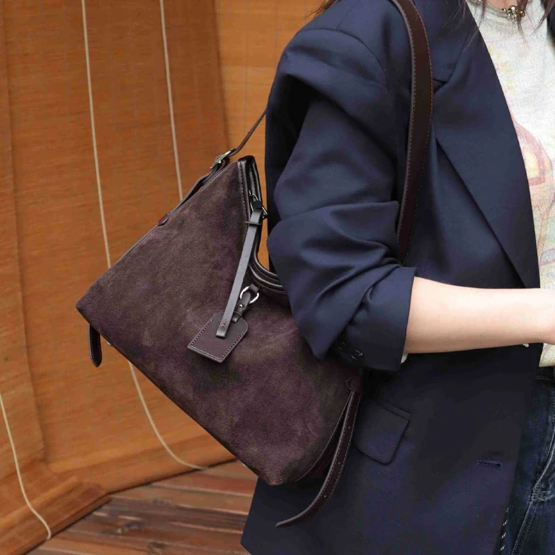 

Сумки-хобо BURMINSA из замши и натуральной кожи для женщин, роскошные дизайнерские мягкие сумки-тоут, элегантные женские сумки-мессенджеры