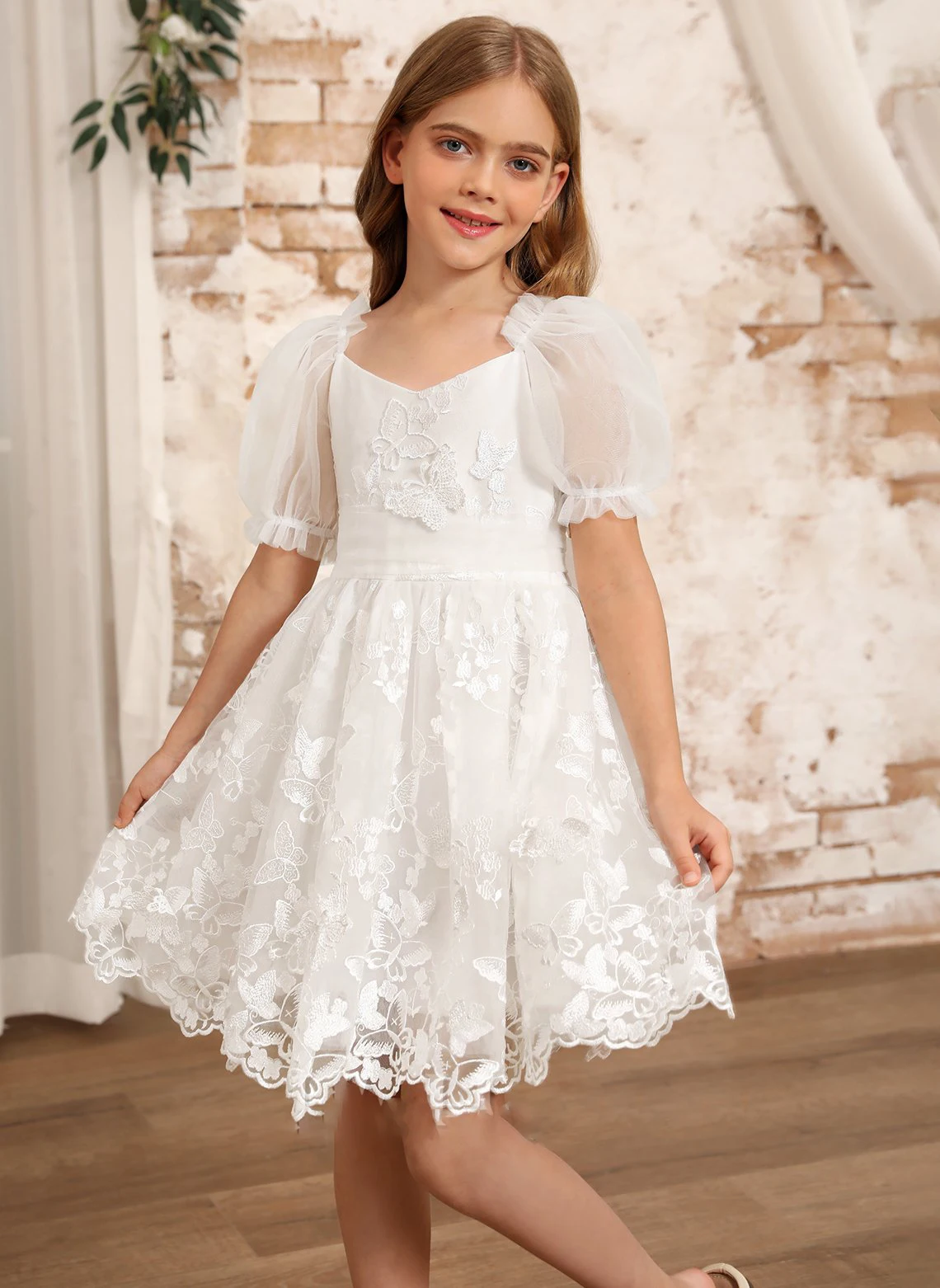 Girl dress flower girl bridesmaid bow dress white children's birthday Product Details & Tips Return Policy Product Code