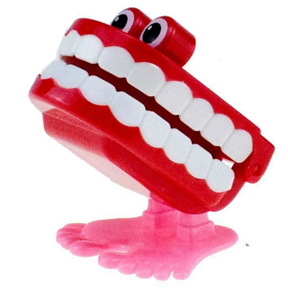 1pc Teeth Shape Clockwork Toy with Chain Novelty String Up Jumping Walking Mouth Toys Children Small Halloween Christmas Gifts