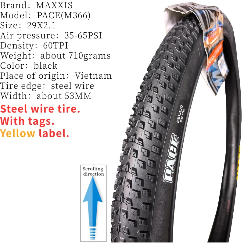 MAXXIS PACE M366 Ultraleichter Mountainbike-Reifen mit Stahldraht, verschiedene Größen 24/26/27,5/29 Zoll 1,95/2,1, einzelner MTB-Ersatzreifen – Detail 10