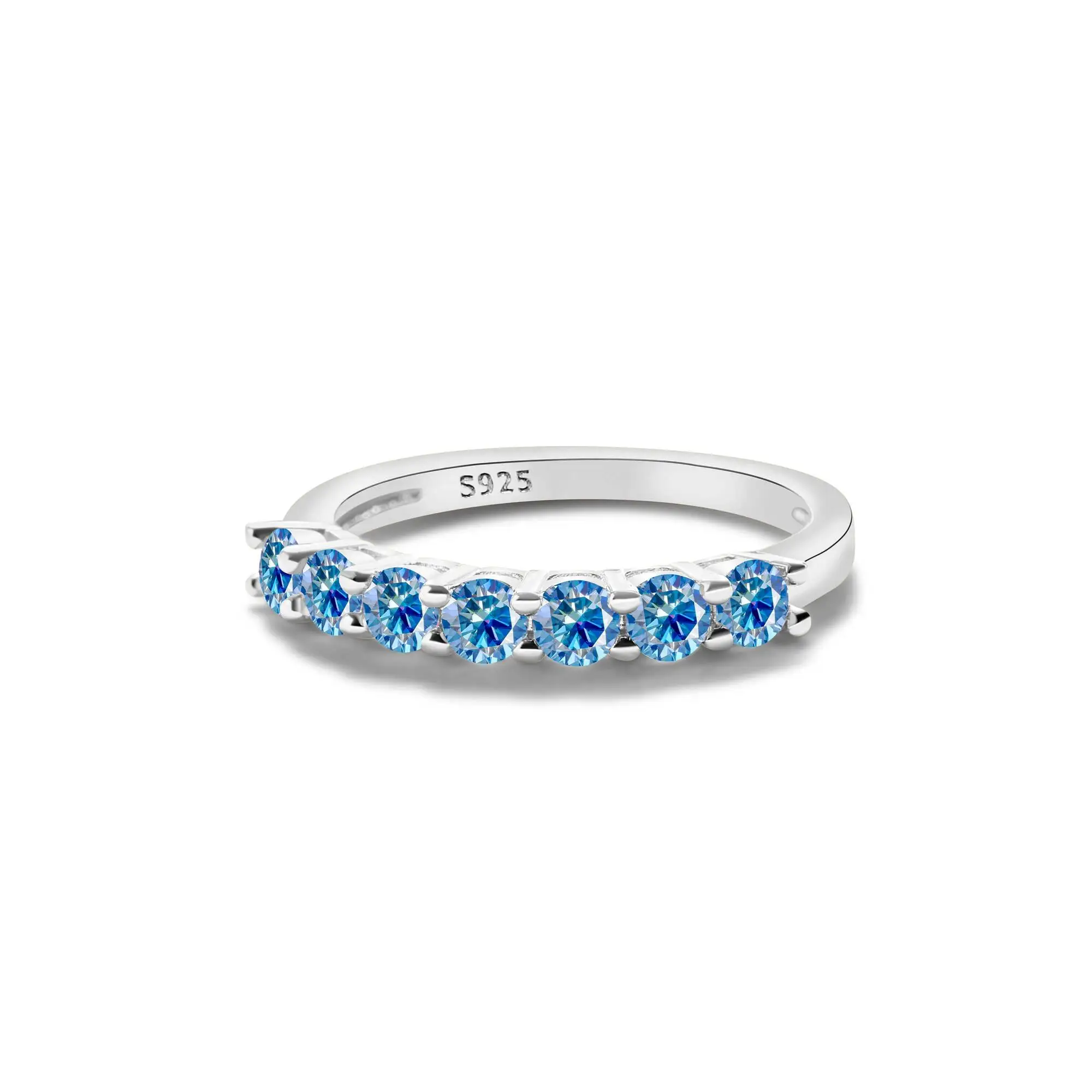 1,0 Karat Königsblau Farbe Moissan ite Ring Sterling Silber massiv Gelbgold Farbe Hochzeit Verlobung ringe für Frauen – Detail 11
