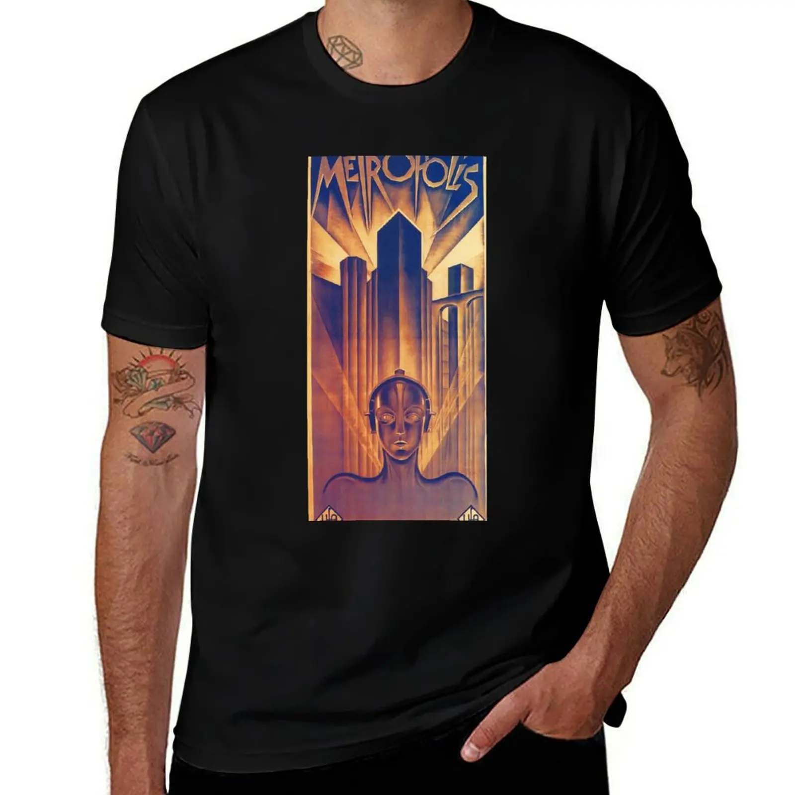 

Fritz Lang METROPOLIS 1927 Science Fiction Film Vintage Movie T-Shirt Tough Fabric Work Tee
