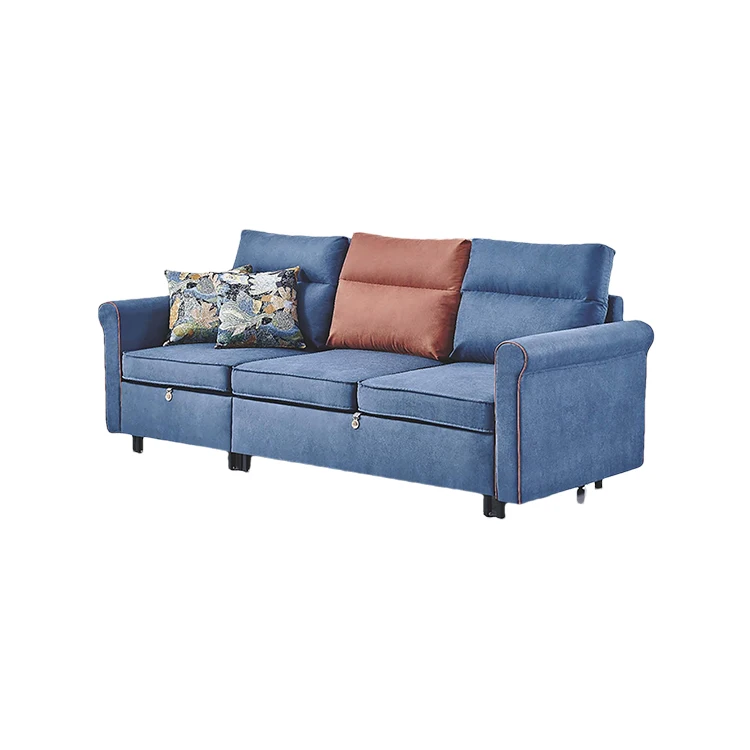 Living Room Furniture Sofa Modern Folding Bed Sofa 3 Seater Blue  Convertible Sofa Bed