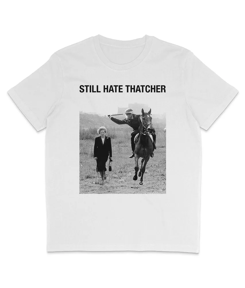 STILL HATE THATCHER - Headline Text -Black Text -Organic T-Shirt - Miners Strike  Tees Cotton Luxury brand vintage oversized