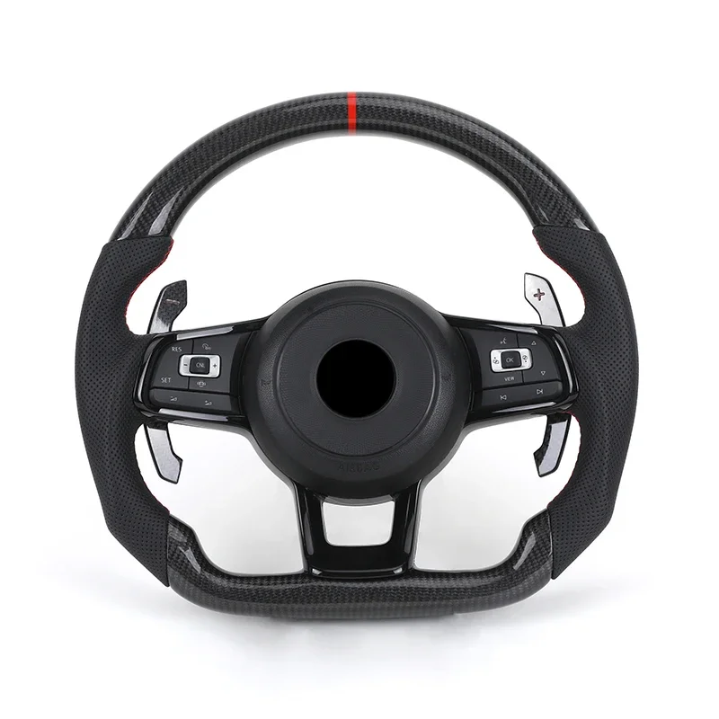 

With Carbon Paddle Half Leather Carbon Fiber Steering Wheel for Volkswagen VW Polo Golf R 6 7 8 MK6 MK7 GTi Passat B7 B8 Jetta