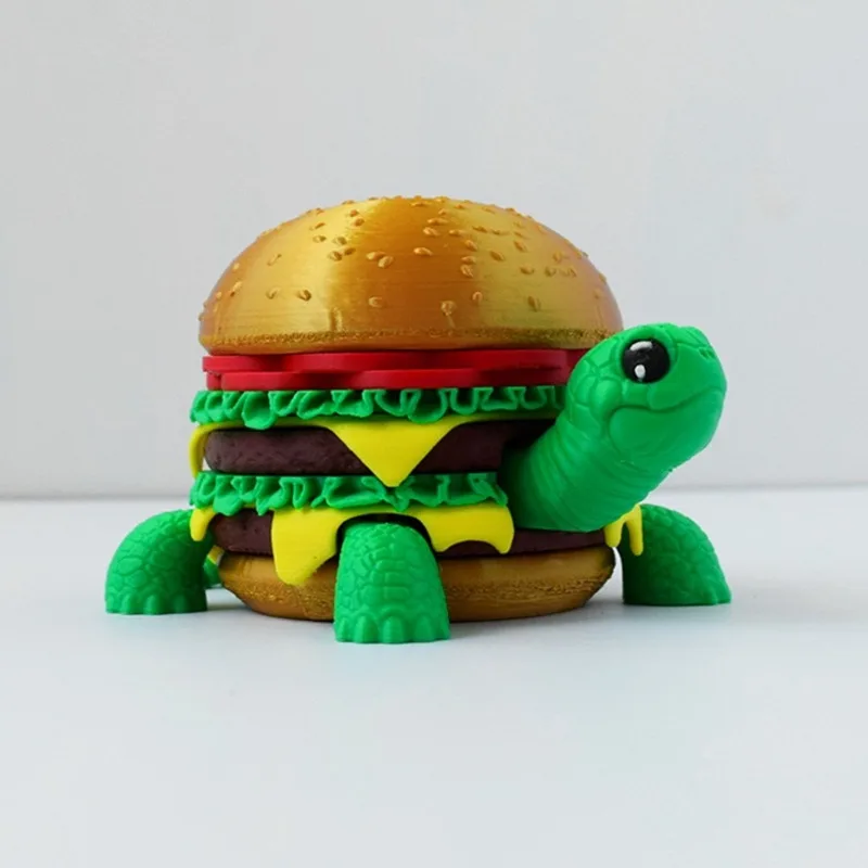 3D 프린팅 창의적인 햄버거 거북이 장난감 분리형 통합 관절 가동 장난감 데스크탑 장식품 등반 애완동물 장난감
