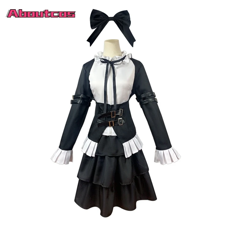 

Aboutcos Anime Fairy Tail Erza Scarlet Cosplay Costume Black Lolita Maid Uniforms Full Set Women Girls Halloween Outfits