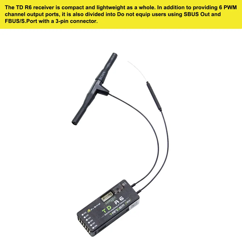 جهاز استقبال FrSky TD R6 2.4G/900MHz ثنائي التردد 6CH PWM قناة ثابتة الجناح FPV مع جهاز تحكم عن بعد Tandem ووحدة TD RF #2