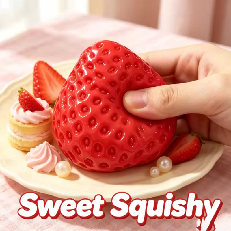 Hot Squishy Big Strawberry Squeeze Toy Kids Soft Pinch Fruit Pop Fidget Toys Party Entertainment Games Halloween Christmas Gift