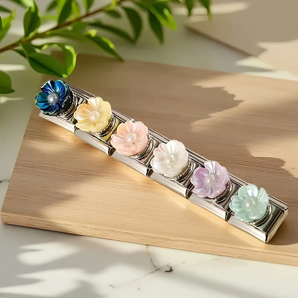 New Trend Fashion Flower Drip Oil Italian Charm Links Fit 9mm Accessory Stainless Steel Bracelets DIY Jewelry Making Wholesale