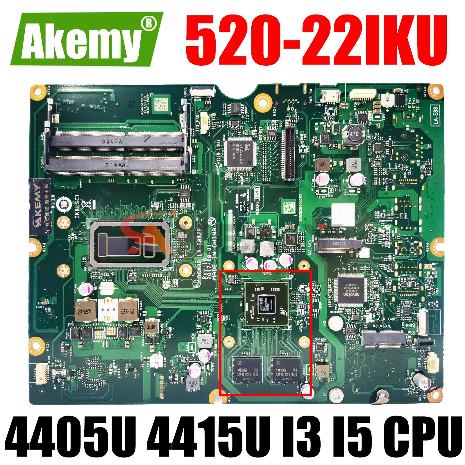 

LA-E882P for Lenovo AIO 520-22IKU 520-24IKU All-in-One motherboard Mainboard with 4405U 4415U I3 I5 CPU DDR4 V2G GPU