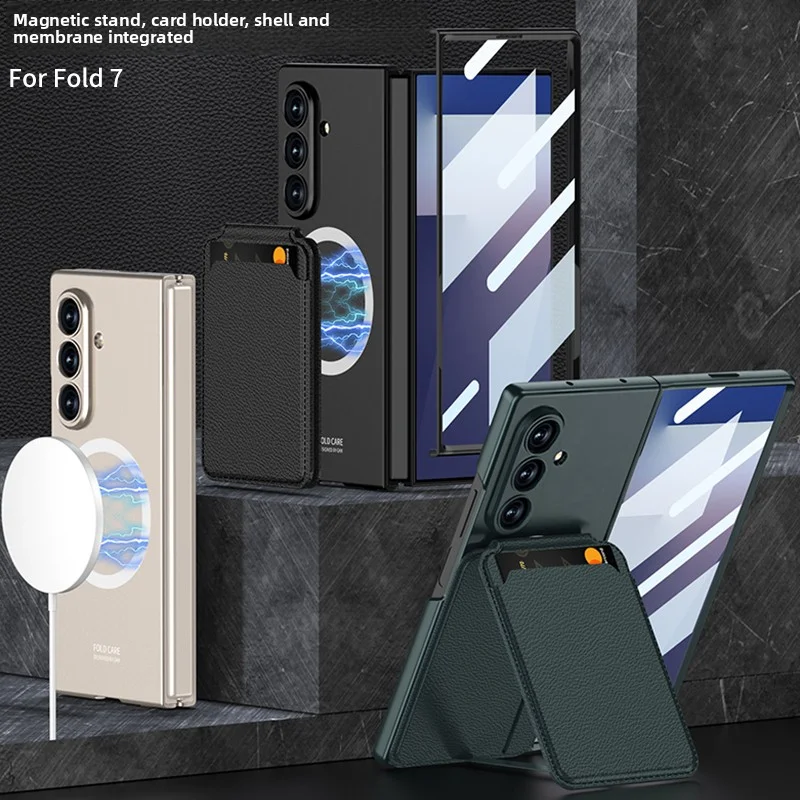 

For Samsung Galaxy Z Fold 7 Case Hard card holder Bag Magnetic wireless charging Protective Back Cover For Z Fold 7 Phone Shell