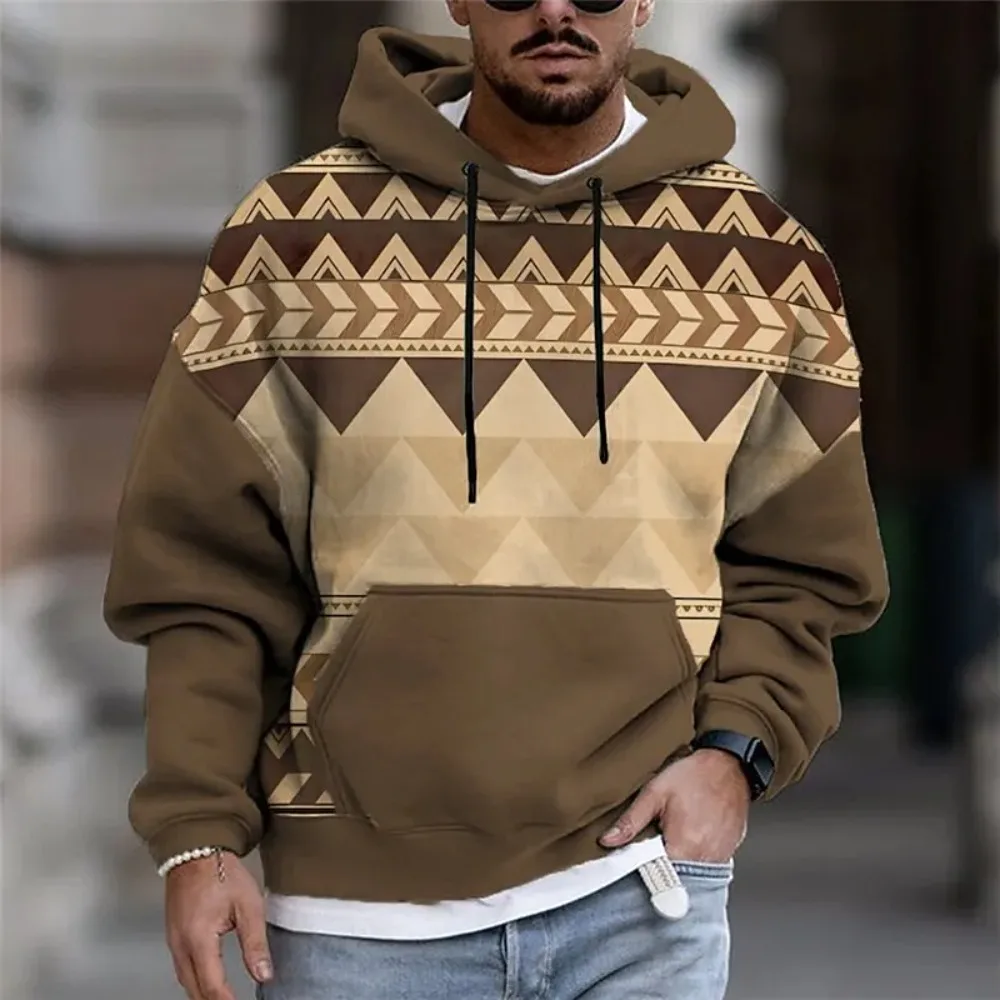 New Vintage Men's Sweater 3d Ethnic Totem Printed Long Sleeve Tops Fashion Loose Casual Sweatshirt Top Oversized Hoodies for Men