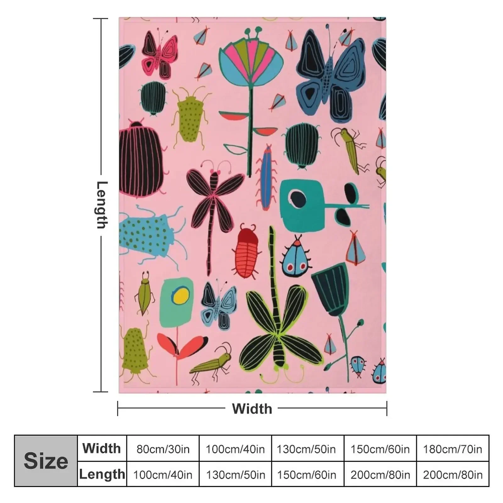 Insect watercolor pink Throw Blanket Sofa Throw Kid'S Soft Big Soft Blankets For Baby Blankets