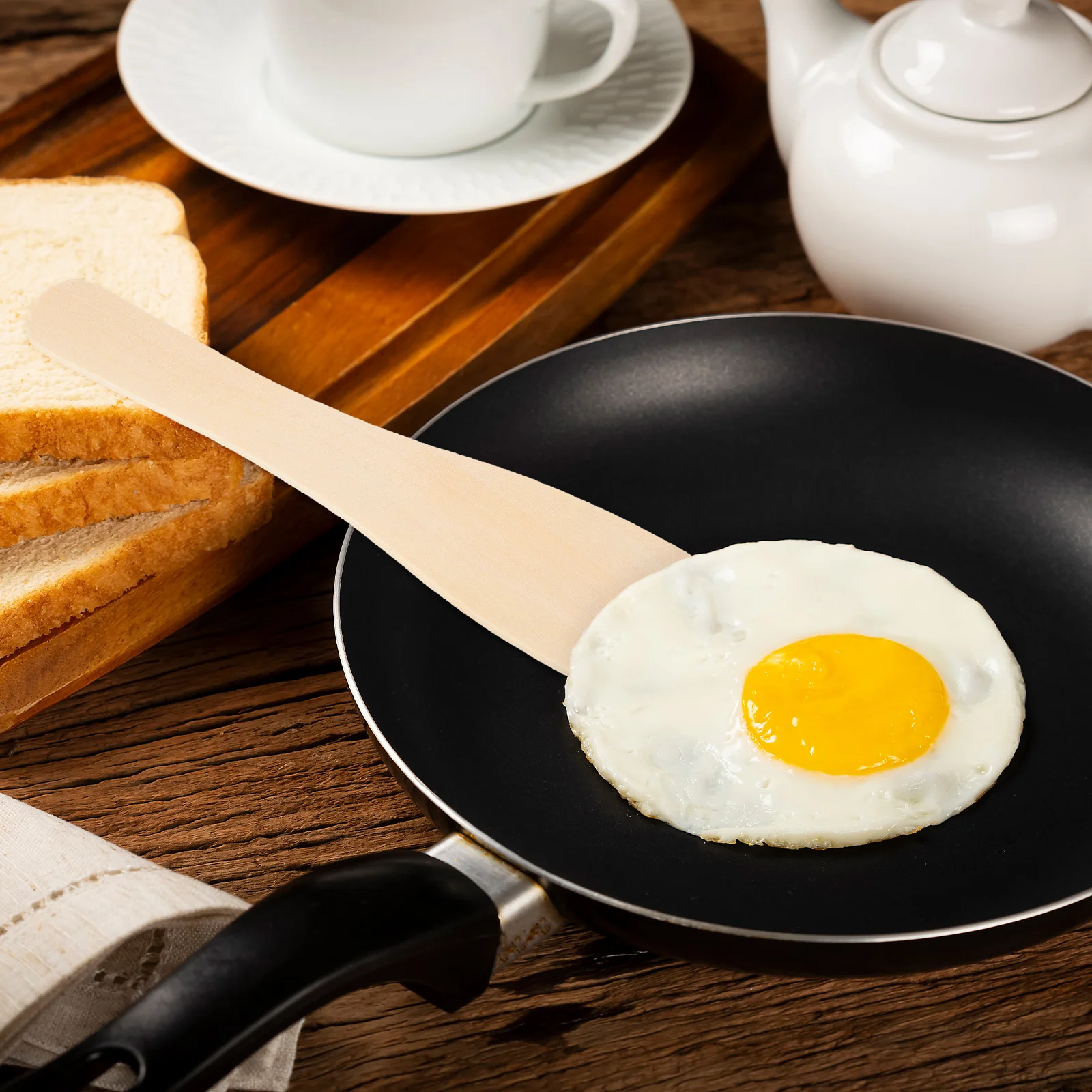 

6pcs Non-Stick Wooden Turner Solid Wood Cooking Shovel Eco-Friendly Kitchen Utensil For Nonstick Pans Natural Polished