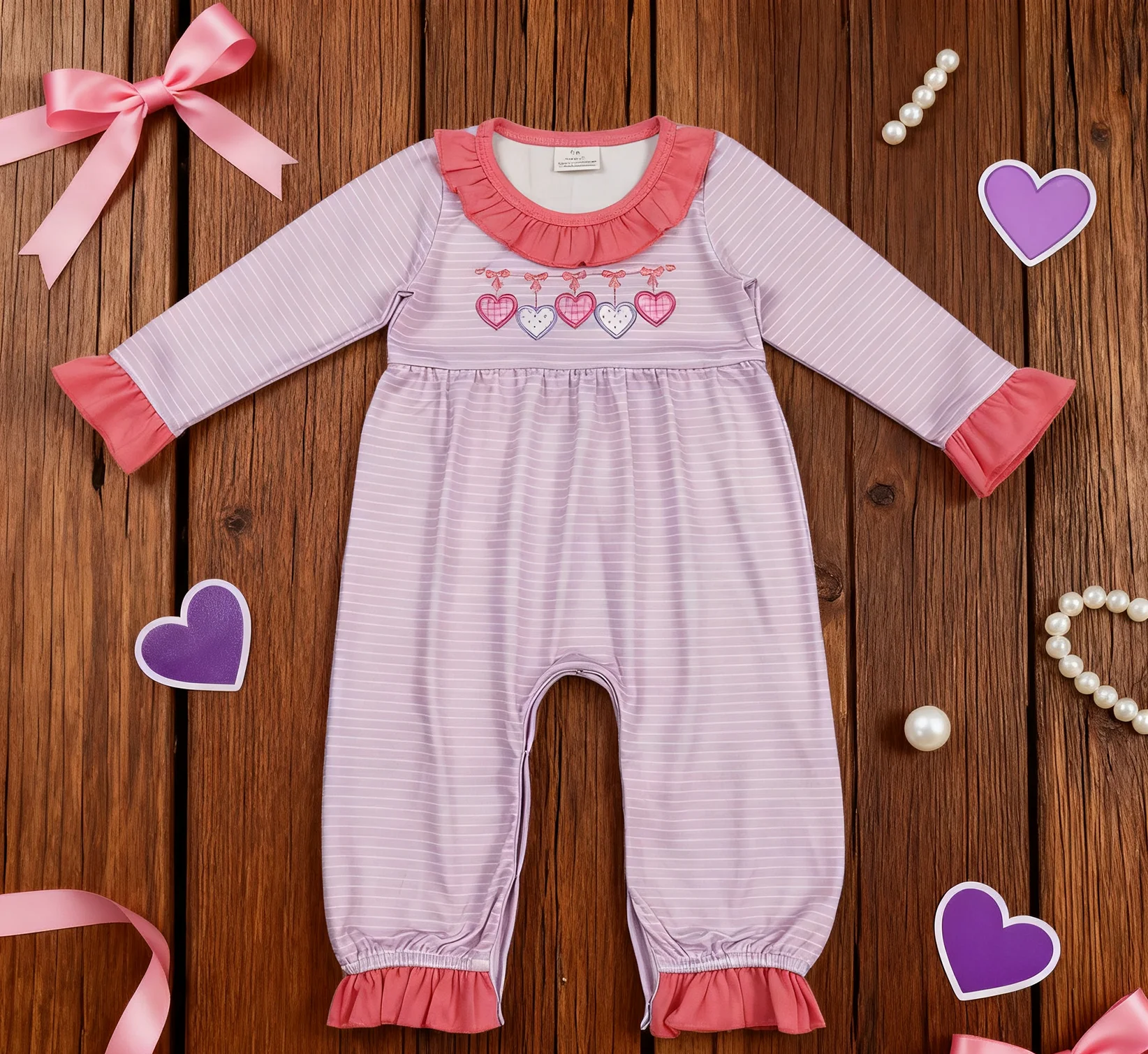 

Z1112-14 LR2706 Baby Girls Bubbles Infant Jumpsuit Kids One-piece Newborn Romper Toddler Valentine's Day Clothes