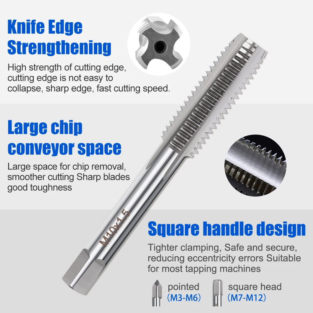 CMCP 6/8/9pcs Adjustable M3-M12 T-Handle Ratchet Tap Holder Wrench Tap Wrench Drill Set Screw Thread Tap Drill Bit Hand Tools