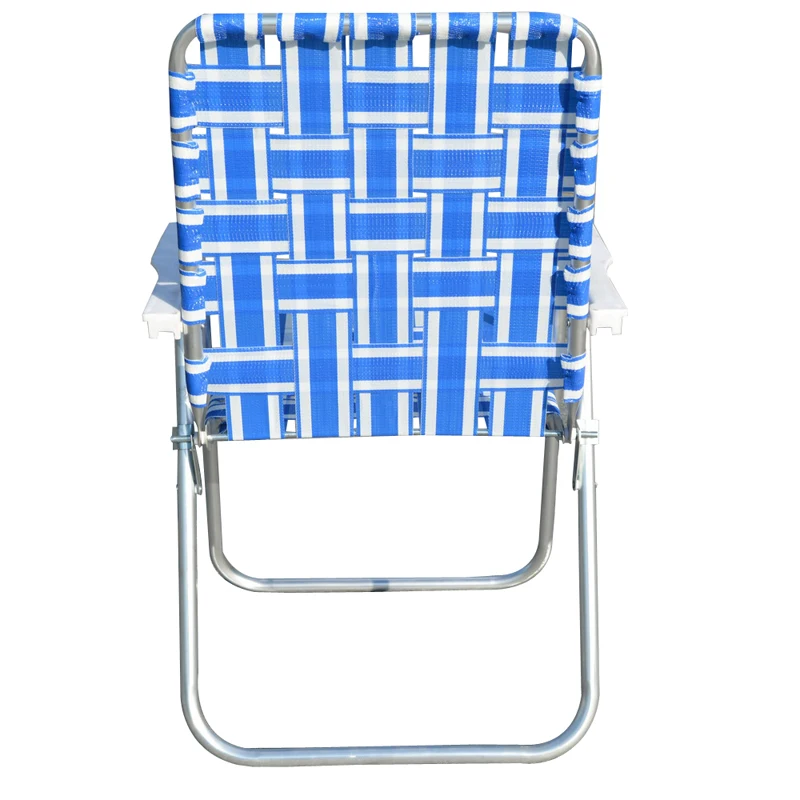 Folding Patio Lawn Webbed Chairs Beach Camping Chairs for Garden Blue - view 2