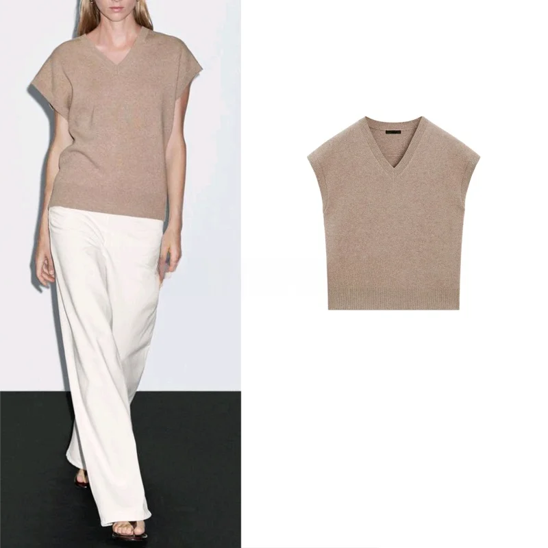 

Ladies Knitted Vest Svel V-Ne Lazy Sle Ribbing Autumn New Arrival Women's Faion Commute Polyester Fiber 00%