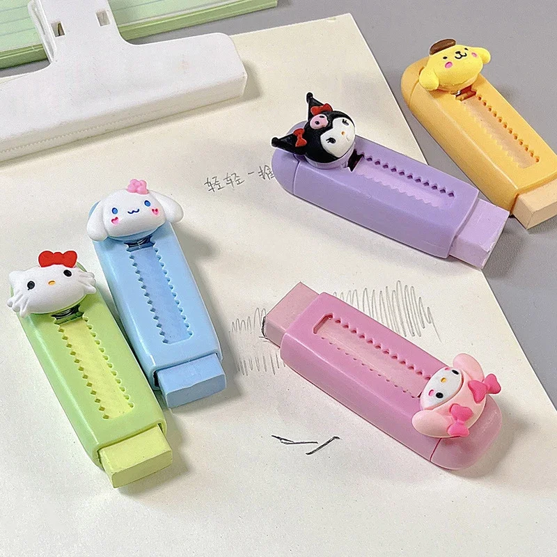 Sanrio Push-Pull gumka skalowalna urocza gumka z motywami z kreskówek Hello Kitty Melody Kuromi Cinnamoroll gumka studencka nagroda papeteria prezent