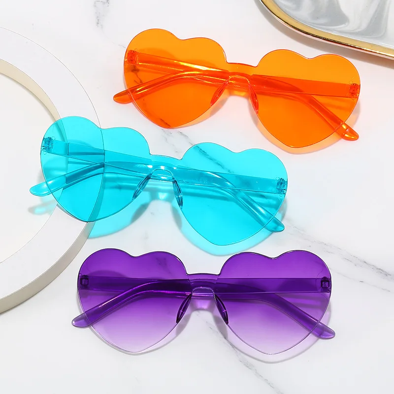 5 sztuk galaretki brzoskwiniowe okulary przeciwsłoneczne w kształcie serca kobiece zdjęcie uliczne Trendsetter okulary miłosne zdjęcie śliczne śmieszne okulary przeciwsłoneczne — zdjęcie 6