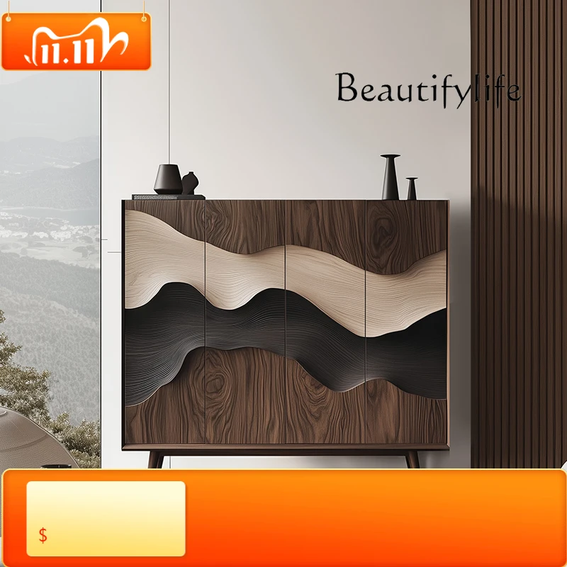 

1 Italian Retro Entrance Cabinet, All Solid Wood Entry, Front Door Partition Cabinet, High-end Household Living Room Cabinet