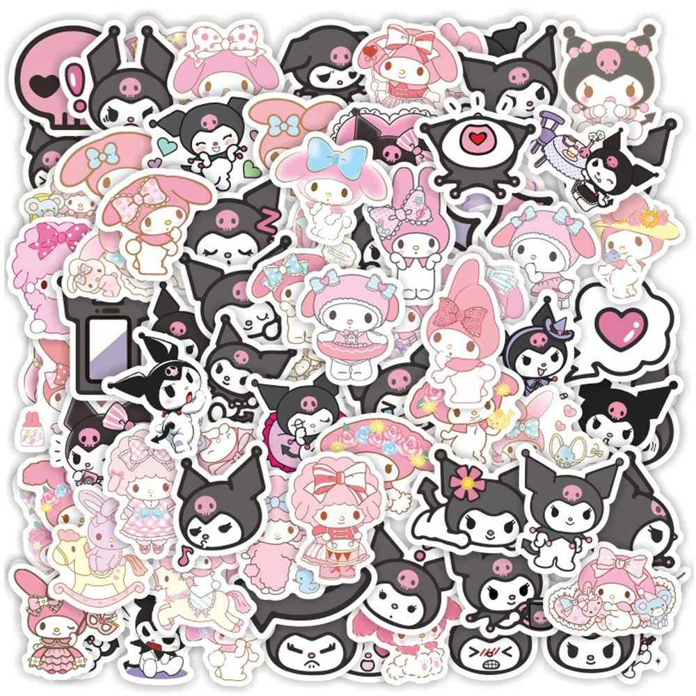 10/20/40/80pcs Cute Sanrio My Melody Kuromi Stickers Decals Kids Toys DIY Laptop Water Bottle Phone Notebook Decoration Sticker