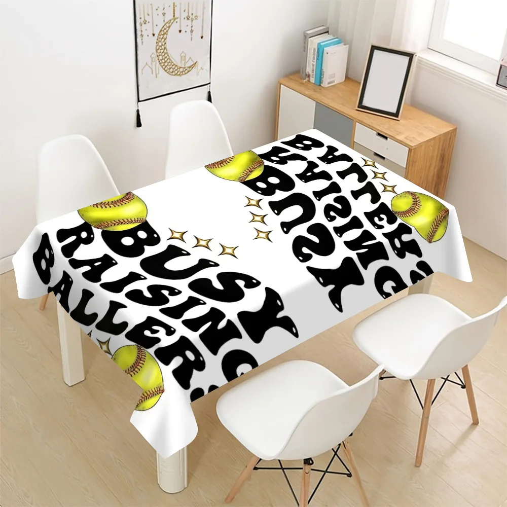 Funny Baseball Player Theme Tablecloth Waterproof Picnic Blanket for Party Decorations Home Kitchen Dining Room