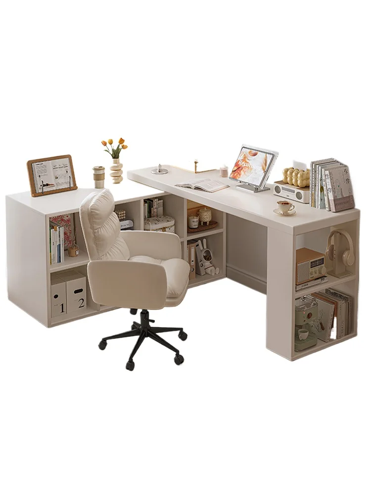 Girls dresser bookcase integrated solid wood L-shaped corner office computer desk