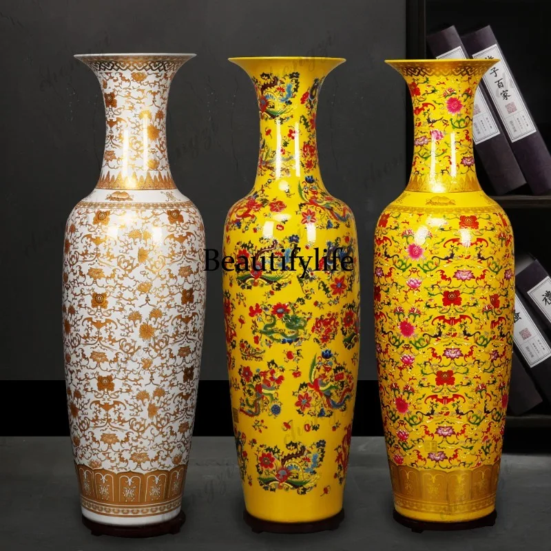 A95 Jingdezhen ceramics floor-to-ceiling large vase home TV cabinet decoration opening large ornament