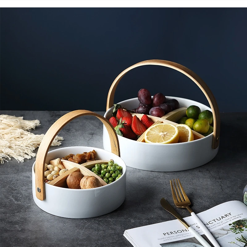 

Nordic style ceramic fruit plate luxury high-end modern living room home compartment snacks dried