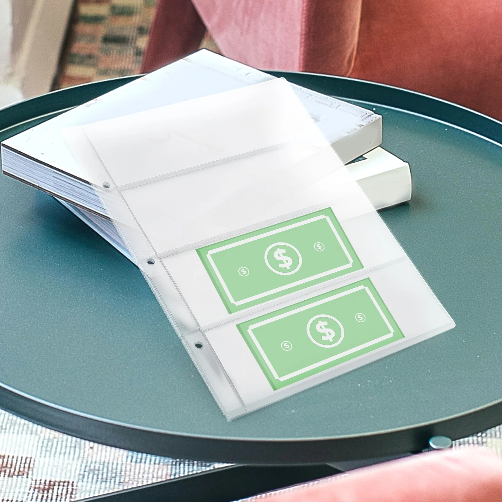 10Pcs Banknote Album Pages Currency Collecting Book Sleeves Plastic Binder Sleeves for Money Storage and Display