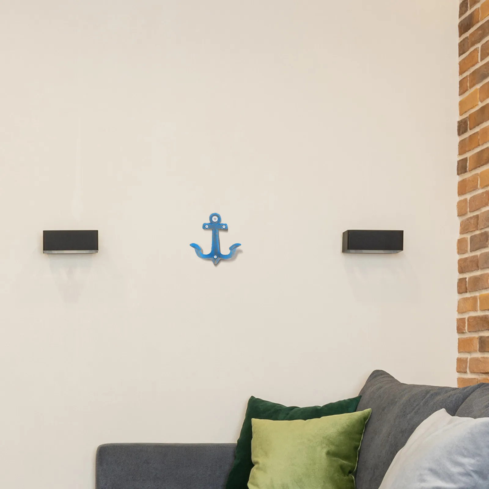 2Pcs Mediterranean Style Anchor Wall Hooks Vintage Iron Decorative Metal Hangers for Living Room Door Hallway Beach Themed Decor