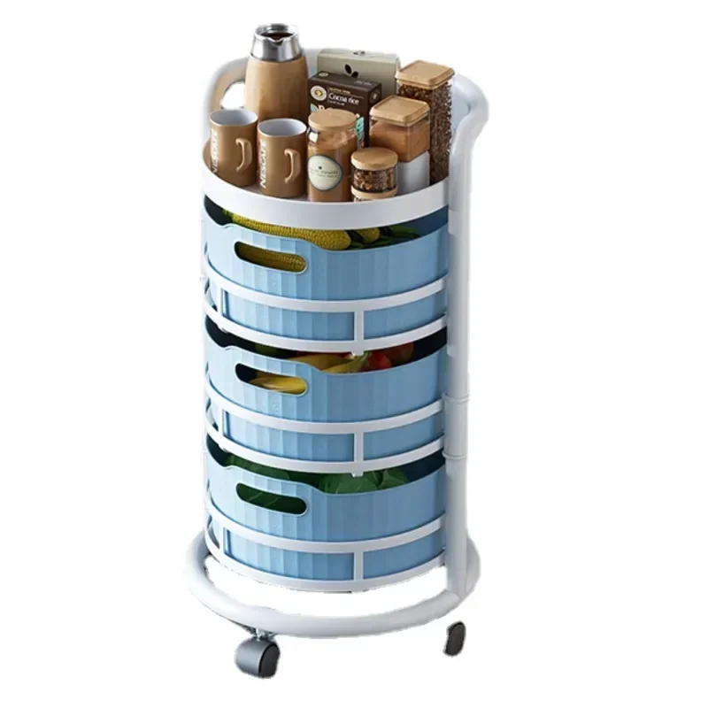 Floor Seam Multi-Layer Storage Organizer Rotating Vegetables Storage Shelf Multifunctional