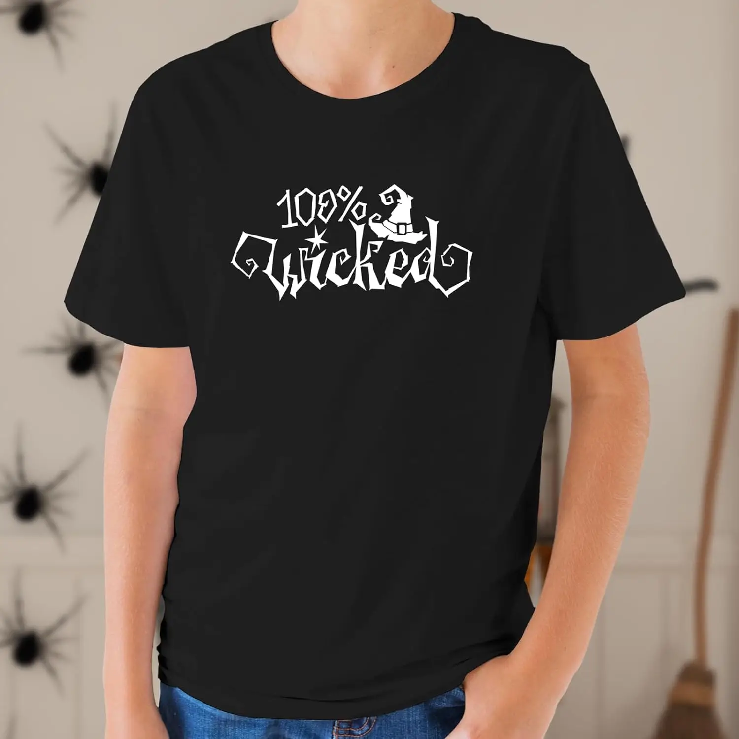 GotPrint 100% Wicked Halloween Lovers Spooky Themed Casual T-Shirt, Crew Neck Short Sleeve Cool Design Printed Shirts