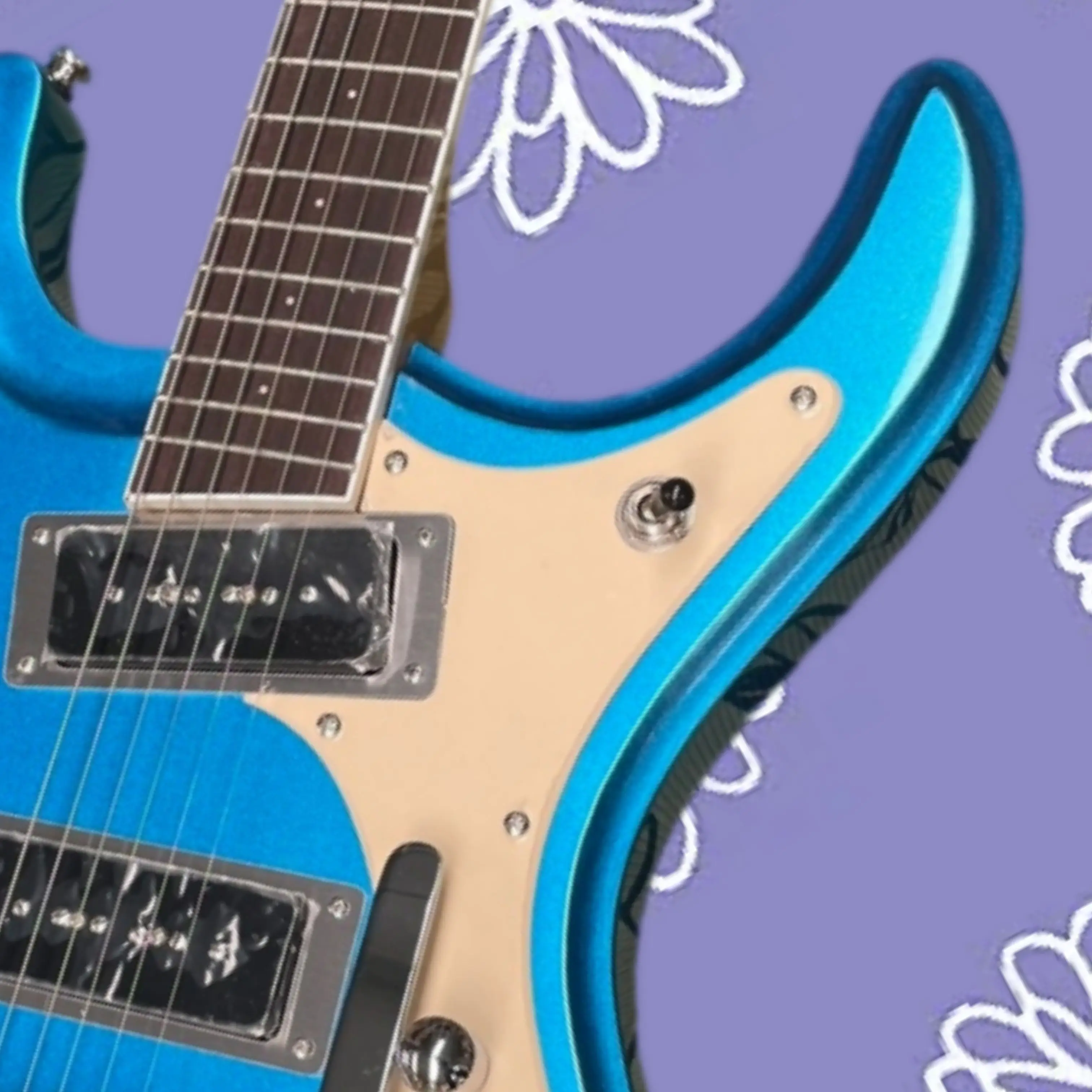 Metallic Bright Blue Electric Guitar, Cream Pickguard, Tremolo System Guitars, Instrument for Stage Play & Collection Guitarra