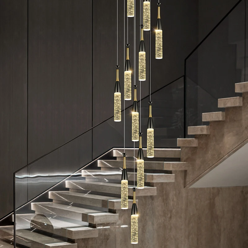 Modern Crystal stair chandelier lights indoor lighting Ceiling lamp hanging light led Chandeliers for living room indoor lightin