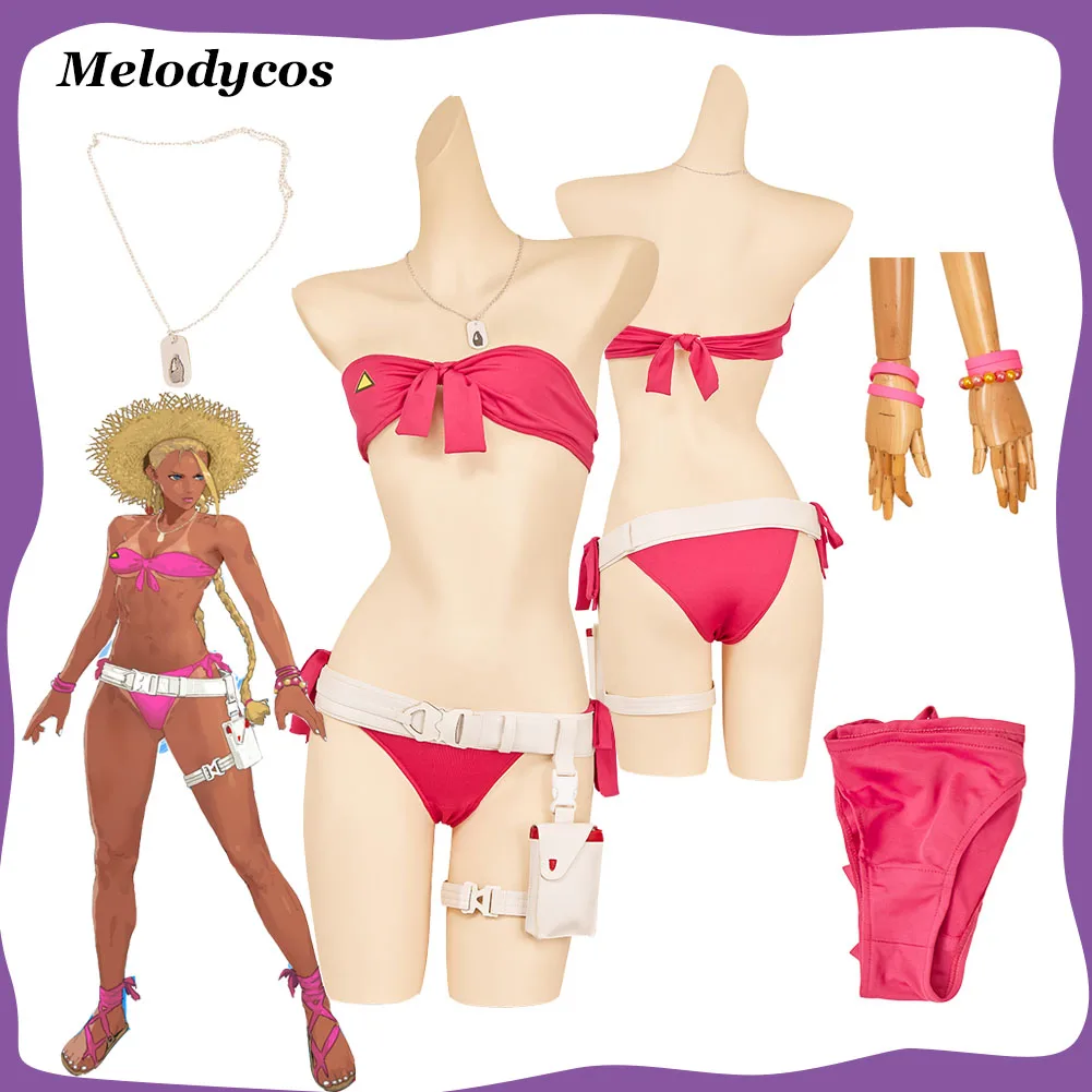 

Game SF Cammy White Cosplay Costume Roleplay Swimsuit Necklace Set Disguise Women Girls Swimwear Halloween Carnival Party Suit