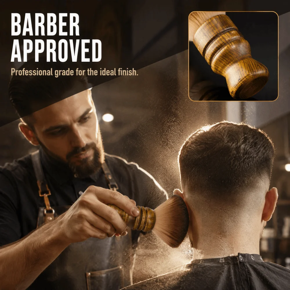 Soft Wooden Handle Neck Duster Brush 15cm Length Easy To Clean Barber Neck Brush Nylon Hair Face Cleaning Brush Haircut Shaving