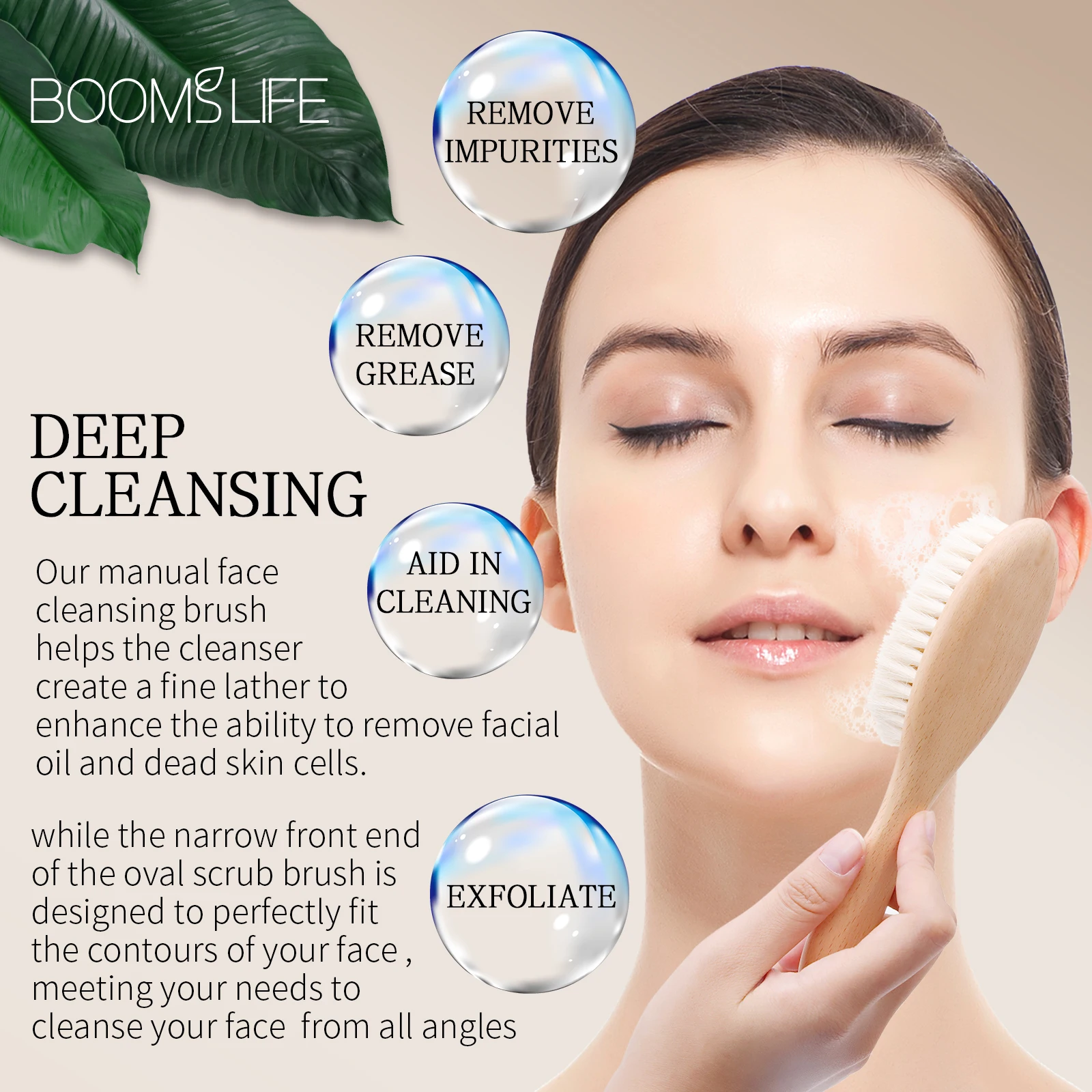 Face Cleansing Brush  Face Cleansing Brush  For Deep Pore Cleansing Face Professional Fiber Exfoliating  Wood Handle Brush