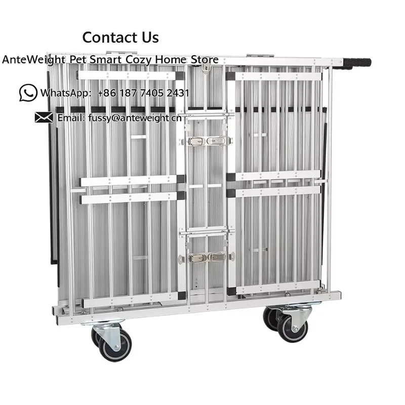 Outdoor Use Light-Weighted Dog Carrier Trolley 4 Wheels Pet Show Travel Salon Aluminum Foldable Pet Carrier Trolley