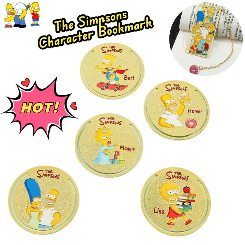 The Simpsons Charakter-Lesezeichen-Set Kreative Cartoon-Lesezeichen in Niedlicher Kreisform Sammlung für Leseliebhaber und Notizmarker