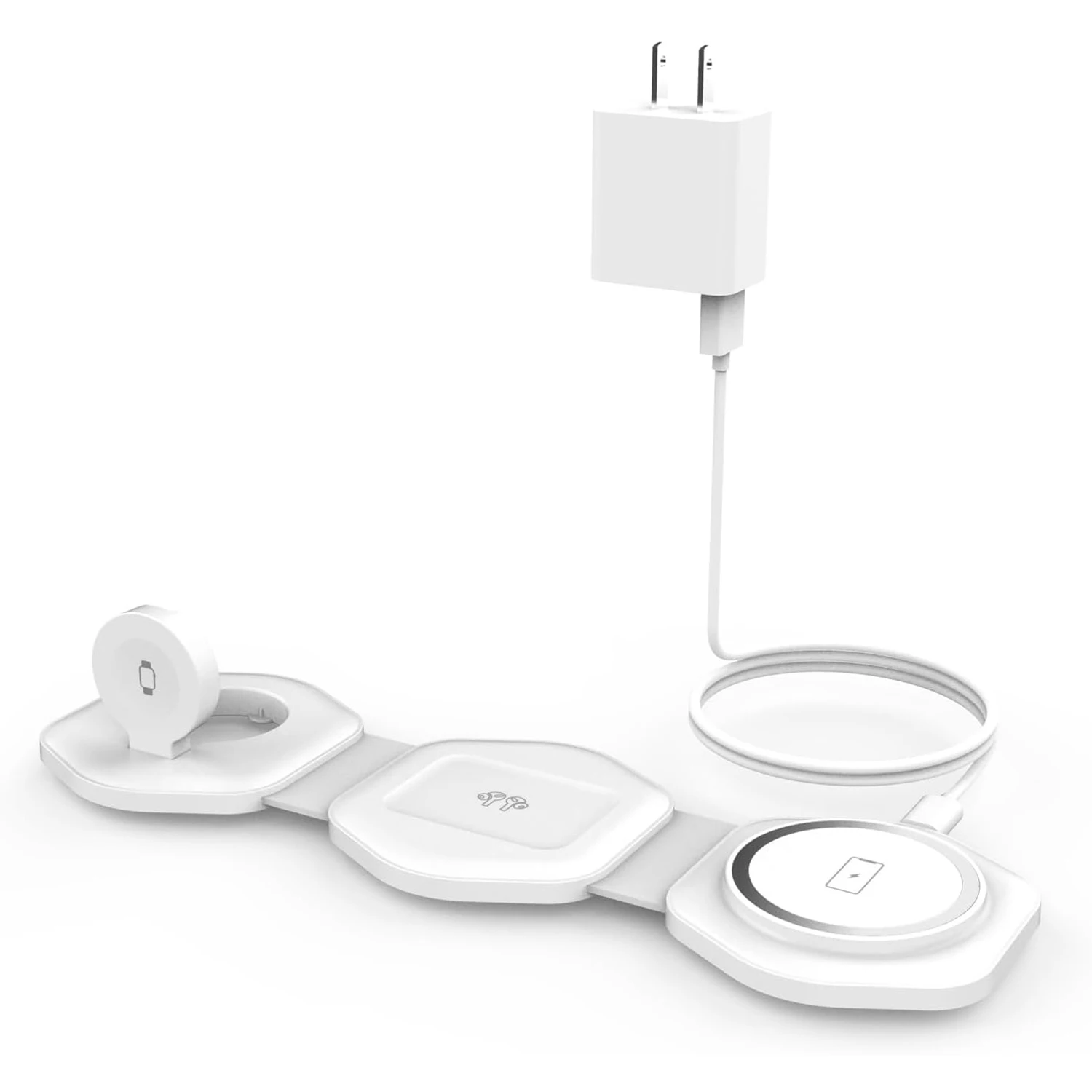 Charging Station for iPhone Multiple Devices - 3 in 1 Foldable Magnetic Wireless Charger Dock - Travel Charging Pad for iPhone 1