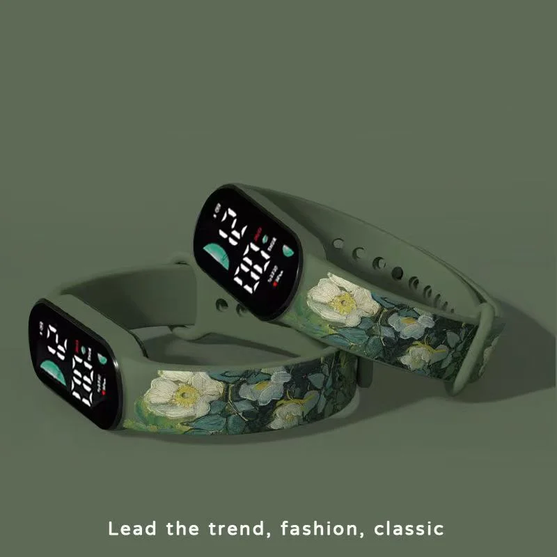 สําหรับMi Band 8 9 สายเปลี่ยนสร้อยข้อมือสําหรับXiaomi Miband 6 5 4 3 Universalสายรัดข้อมือซิลิโคนดอกไม้ที่มีสีสันสําหรับMiBand7