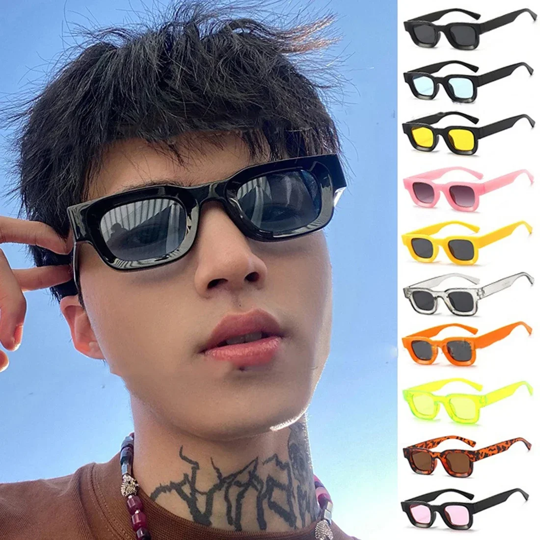 Retro Square Sunglasses Women Men Summer UV400 Punk Shades Sunglasses Sports Sun Glasses Luxury Brand Designer Glasses Eyewear